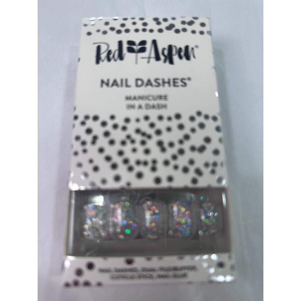 Red Aspen Nail Dashes Hannah Hits The Slopes Silver Holographic Glitter Press On